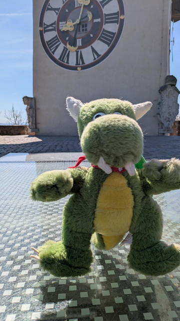 KDE mascot Konqi at the Graz clock tower
