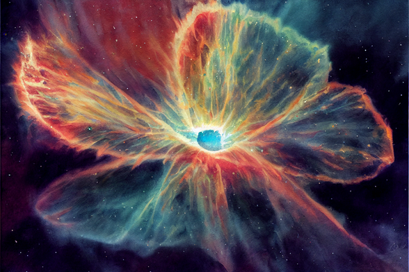 a watercolor painting of an imaginary nebula