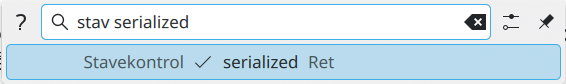 Screenshot of KRunner (a small search utility in Plasma Desktop) showing that I spelled "serialized" correct